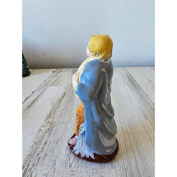 Vintage plaster shepherd sheep nativity statue figurine boy - Picture 3 of 8